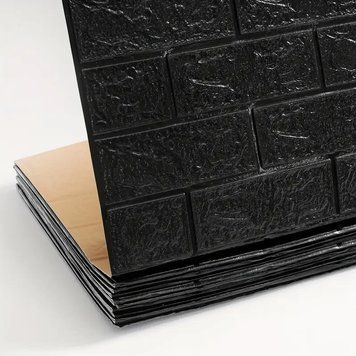 Самоклеюча декоративна 3D панель чорна цегла 700х770х3мм (19-3) BV-0000584 BV-0000639 фото